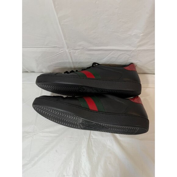 Gucci Ace Black Leather Python Embossed Leather Lace Up Sneakers Men size12 - Picture 10 of 16